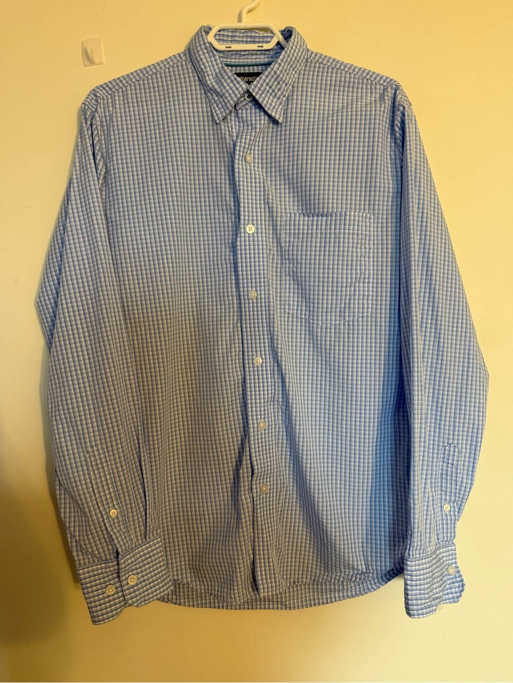 Wrangler Light Blue Check Casual Button-Down Shirt